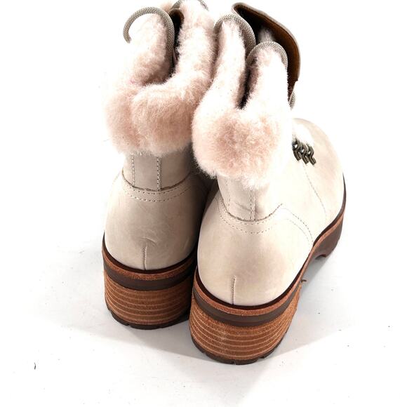 Kork Ease Winslet Ankle Boots 8.5 White NWOT Leather Fur Combat Lace Booties - Picture 7 of 10